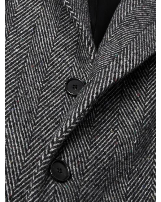 Givenchy Gray Herringbone Wool-blend Coat for men