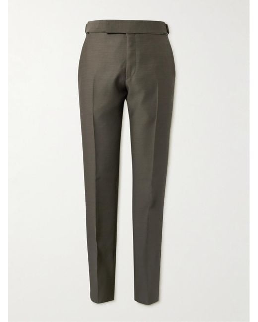 Tom Ford Gray Atticus Straight-leg Wool And Silk-blend Suit Trousers for men