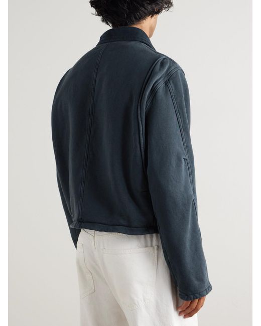 Les Tien Blue Utility Heavyweight Structured-fleece Cotton-jersey Zip-up Jacket for men