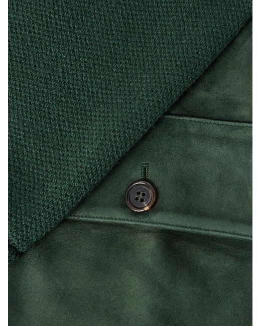 Ralph Lauren Green Suede-Panelled Cashmere Jacket for men