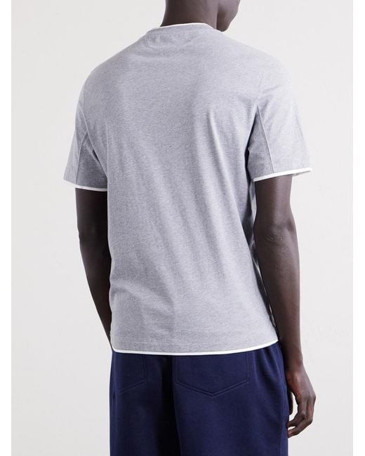 Brunello Cucinelli Gray Layered Cotton-Jersey T-Shirt for men