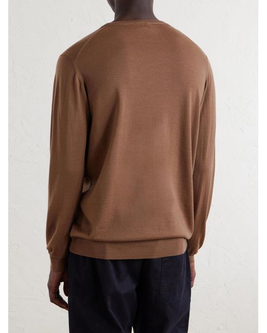 William Lockie Brown Merino Wool Sweater for men