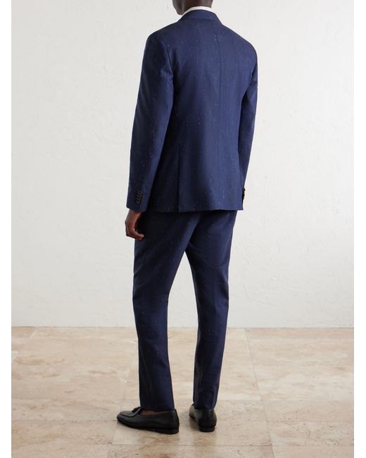 Mr P. Blue Wool And Silk-Blend Dupioni Suit Jacket for men