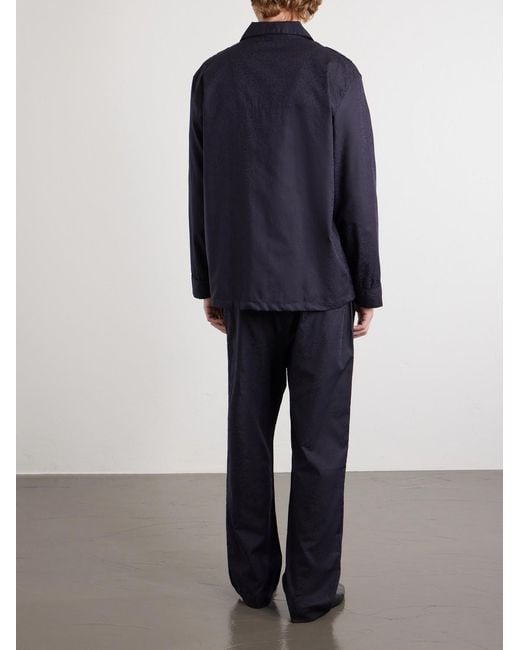 Derek Rose Blue Paris 17 Cotton-Poplin Pyjama Set for men