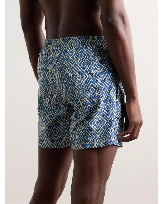 Altea Blue Slim-fit Mid-length Printed Swim Shorts for men