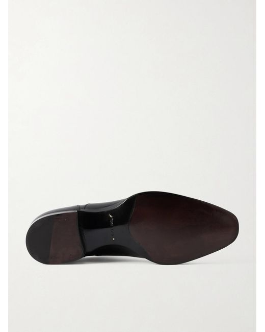 Tom Ford Black Elkan Burnished-Leather Oxford Shoes for men
