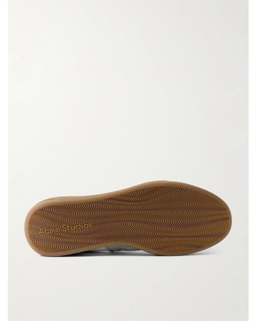 Acne White Bars Low Suede-Trimmed Leather Sneakers for men