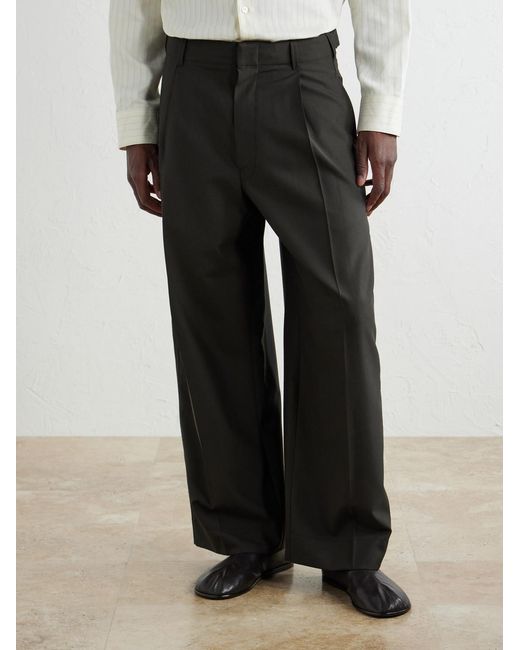 Lemaire Brown Straight-Leg Pleated Woven Trousers for men