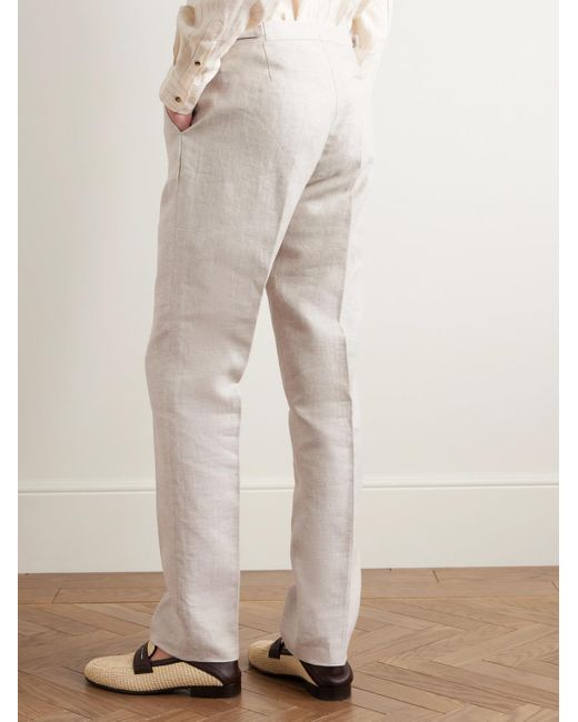 Favourbrook White Slim-fit Linen Suit Trousers for men