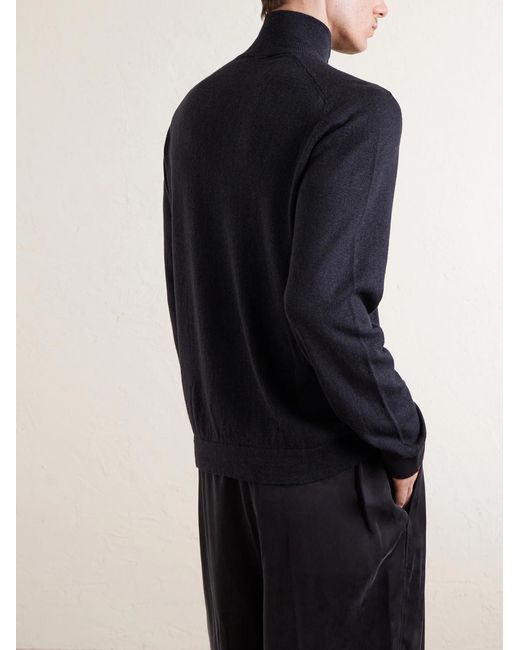 Piacenza 1733 Blue Lupetto Cashmere And Linen-blend Half-zipped Sweater for men