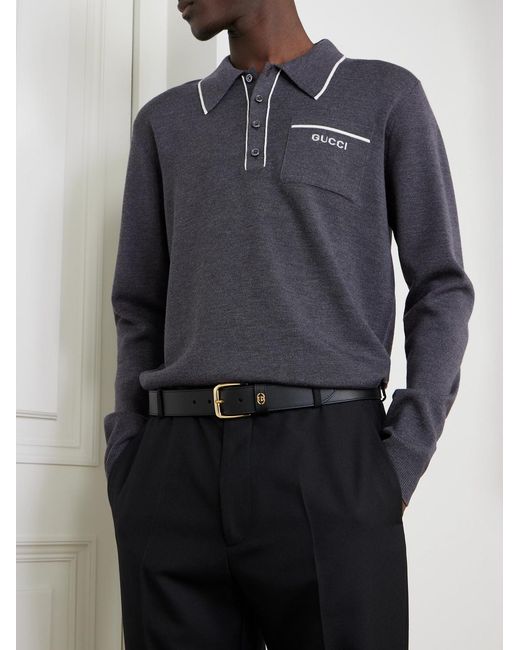 Gucci Black Square Buckle Belt for men