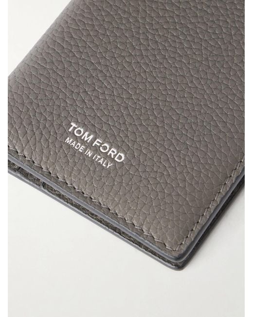 Tom Ford Gray T Line Leather Folding Cardholder for men