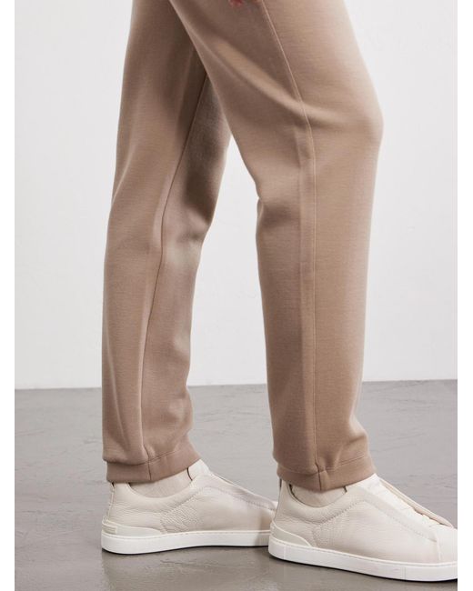 Zegna Natural Straight-Leg Honeycomb-Knit Cotton, Wool And Silk-Blend Sweatpants for men