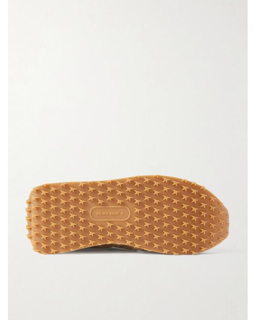 Golden Goose Deluxe Brand Natural Marathon Distressed Suede-trimmed Printed Mesh Sneakers for men