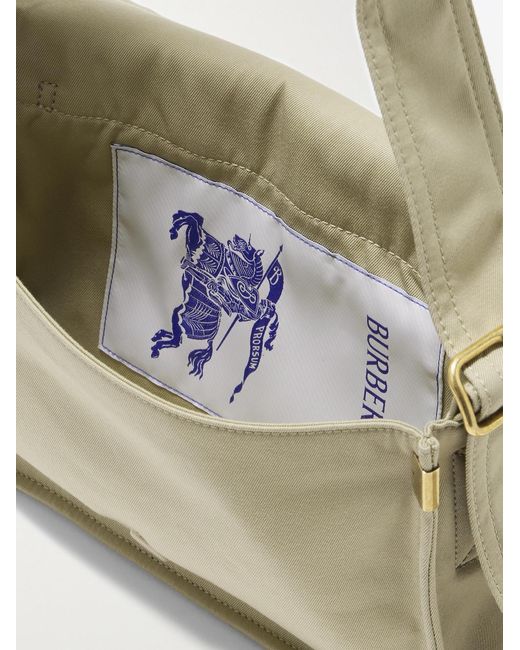Burberry Natural Logo-Embroidered Gabardine Messenger Bag for men