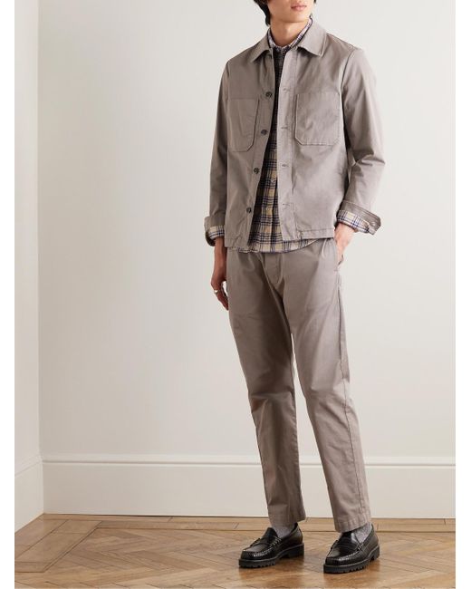 Barena Gray Garment-dyed Cotton-blend Gabardine Overshirt for men