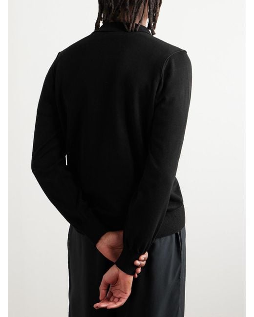 Stone Island Black Logo-appliquéd Knitted Cotton Half-zip Sweater for men