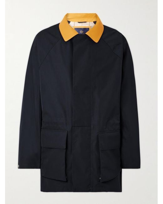 Loro Piana Blue Horsey Leather-Trimmed Storm System Tech-Shell Field Jacket for men