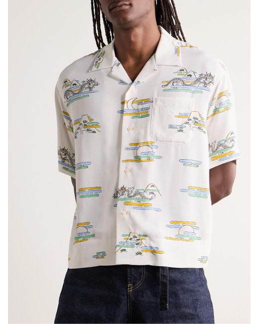 Visvim Natural Copa Camp-collar Printed Crepe Shirt for men