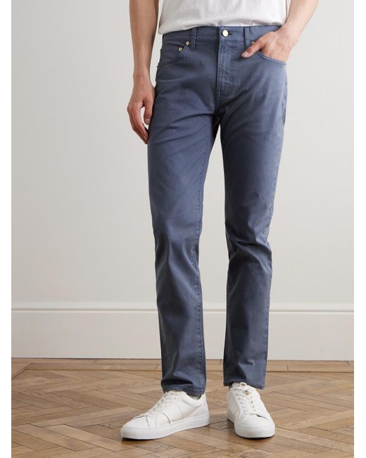 Sid Mashburn Blue Straight-Leg Cotton-Blend Twill Trousers for men