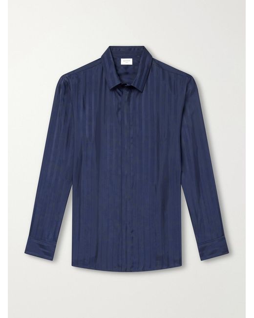 Saint Laurent Blue Striped Jacquard Shirt for men