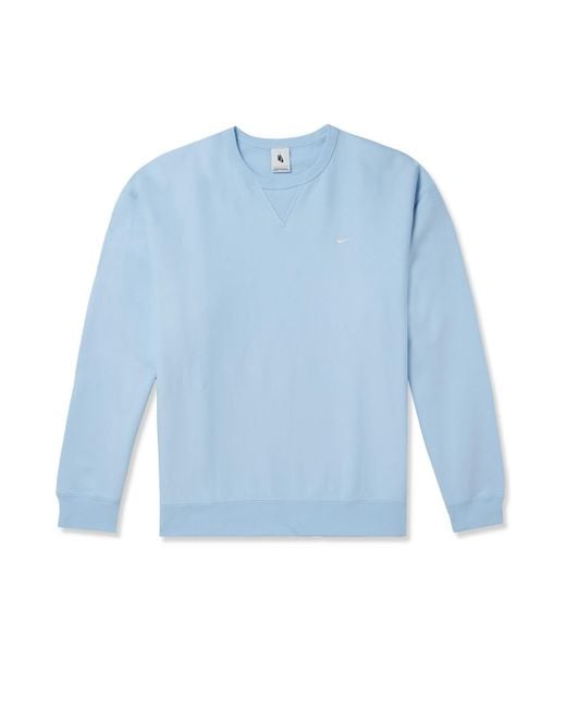 Nike Blue Solo Swoosh Oversized Logo-Embroidered Cotton-Blend Jersey Sweatshirt for men