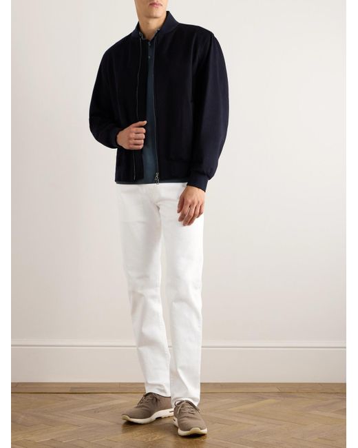 Loro Piana White Quarona Slim-Fit Stretch-Cotton Twill Trousers for men