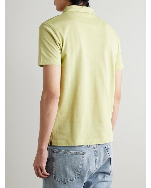Sunspel Yellow Riviera Slim-fit Supima Cotton-mesh Polo Shirt for men