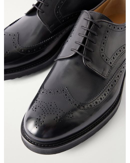 Mr P. Black Leather Brogues for men