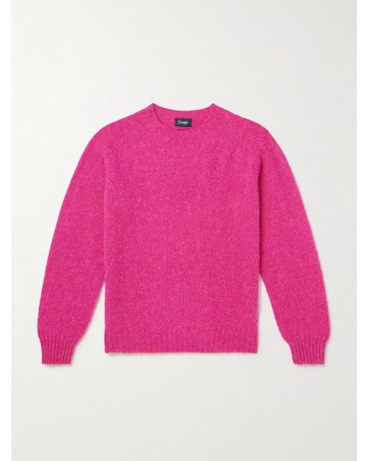 Drake's Pink Him Shetland Wool Sweater for men
