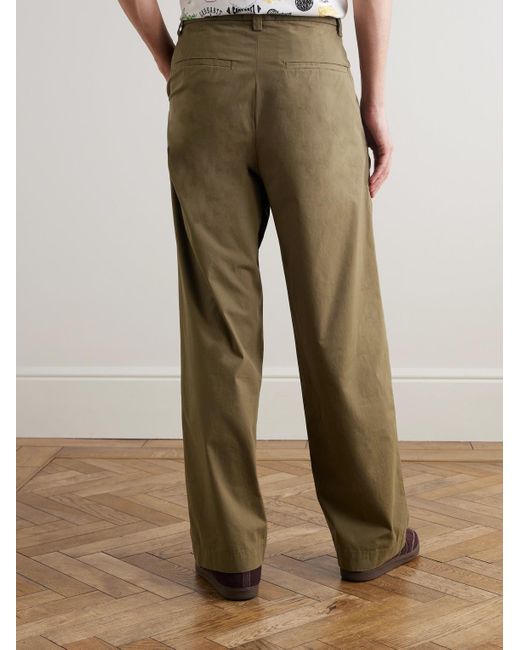 Agolde Green Slater Straight-Leg Pleated Cotton-Twill Trousers for men