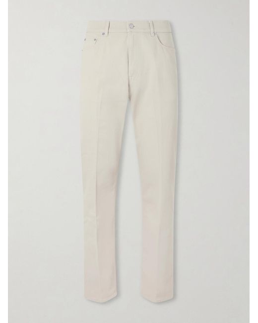 Dunhill White Tapered Cotton-blend Twill Trousers for men