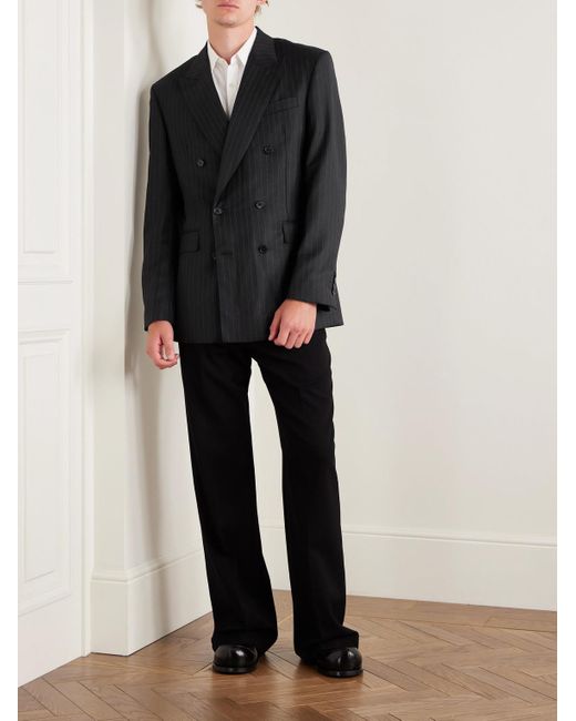 Givenchy Black Double-Breasted Pinstriped Wool-Twill Suit Jacket for men