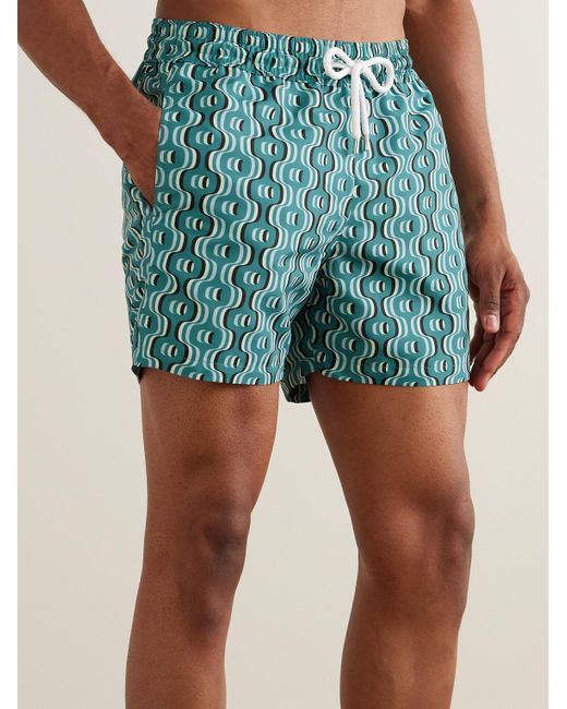 Shorts da mare corti a gamba dritta in tessuto riciclato stampato di Frescobol Carioca in Green da Uomo