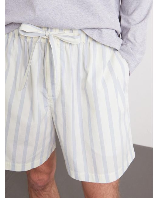 Tekla White Straight-leg Striped Organic Cotton-poplin Shorts for men