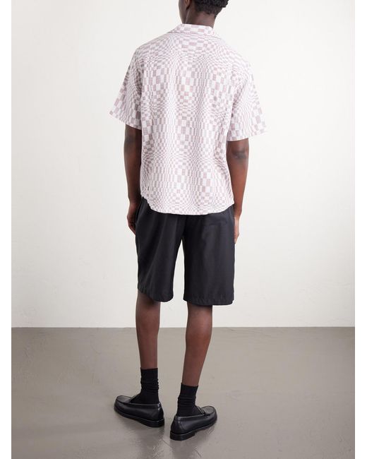 Corridor NYC Pink High Focus Camp-collar Checked Cotton Shirt for men