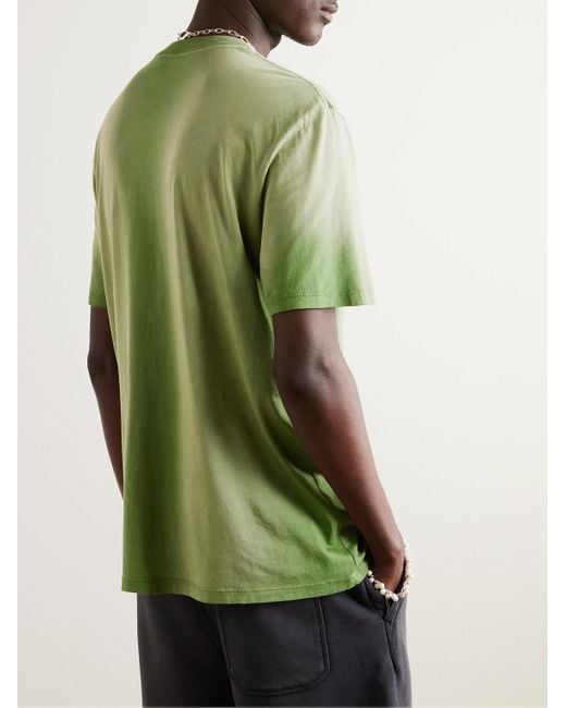 Amiri Track T-Shirt aus Baumwoll-Jersey mit Logoflockdruck in Green für Herren