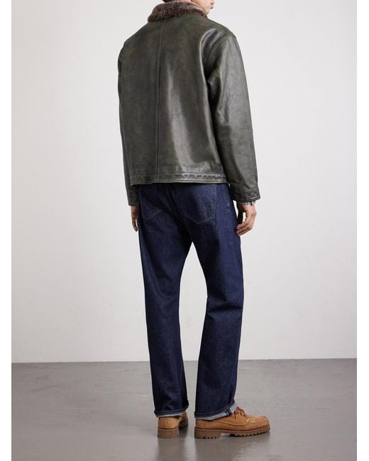 RRL Gray Leather Jacket for men