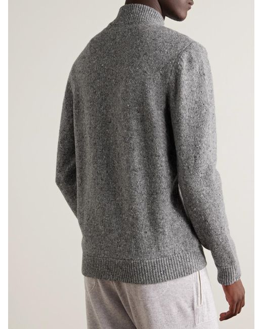 Eleventy Gray Wool-Blend Zip-Up Cardigan for men