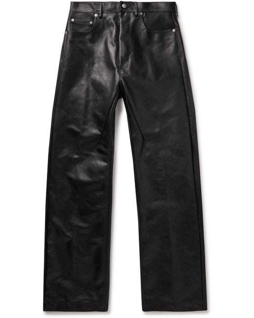 Rick Owens Blue Geth Straight-leg Oiled-leather Jeans for men