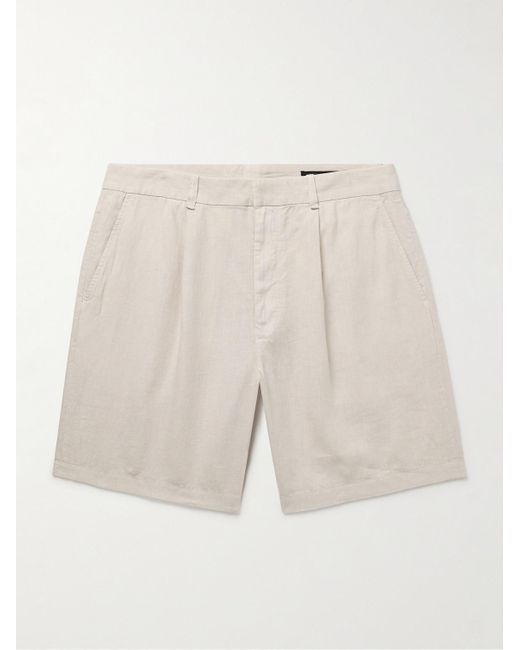 Rag & Bone Natural Elliot Straight-leg Pleated Linen Shorts for men