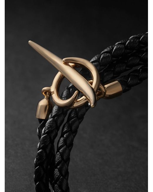 Shaun Leane Black Quill 18-Karat And Braided Leather Bracelet for men