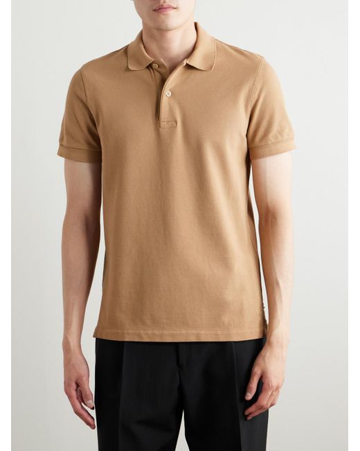 Tom Ford Natural Garment-Dyed Cotton-Piqué Polo Shirt for men