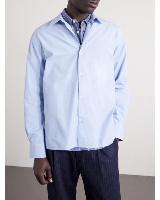 Officine Generale Blue Cotton-Poplin Shirt for men