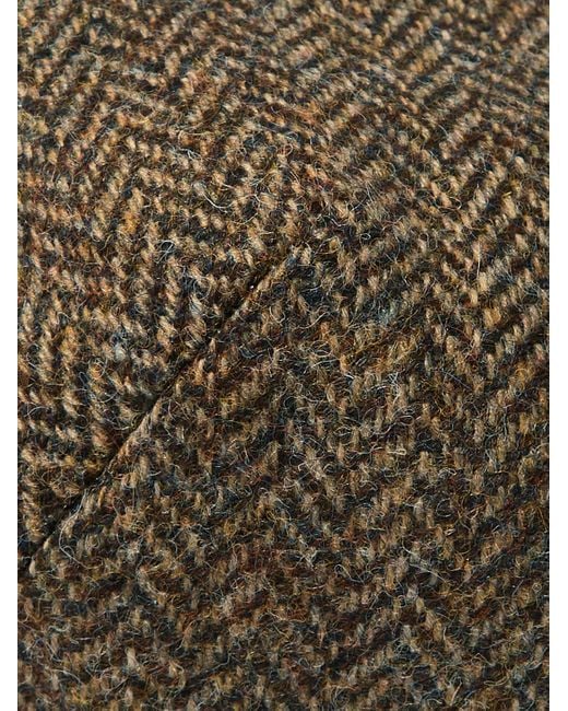 Anderson & Sheppard Brown Herringbone Wool-tweed Flat Cap for men