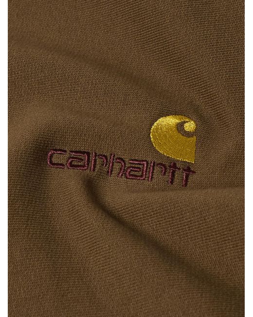 Felpa in jersey di misto cotone con cappuccio e logo ricamato American Script di Carhartt in Green da Uomo