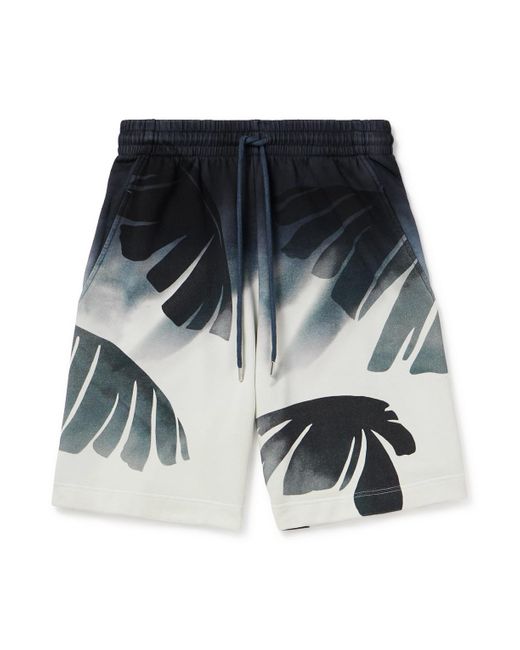 Dries Van Noten Black Straight-leg Printed Cotton-jersey Drawsting Shorts for men