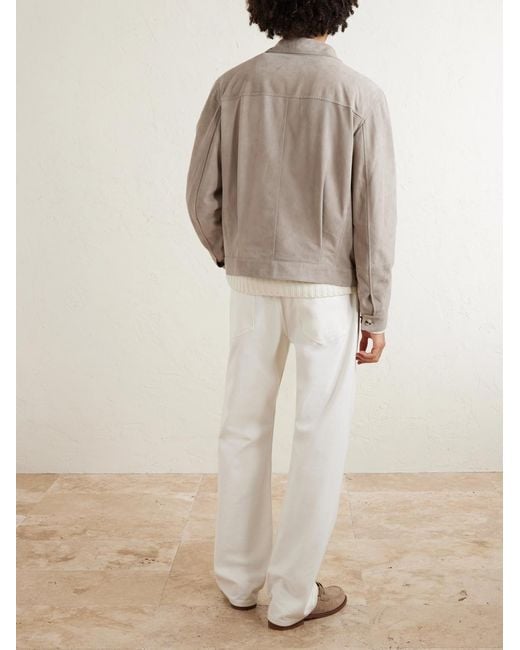 Brunello Cucinelli Natural Suede Blouson Jacket for men