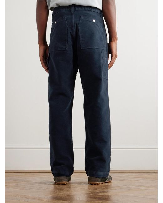 Stone Island Blue Straight-Leg Organic Cotton-Moleskin Trousers for men