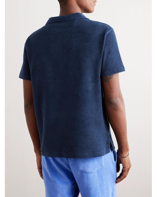 Polo Ralph Lauren Blue Logo-embroidered Cotton-blend Terry Polo Shirt for men